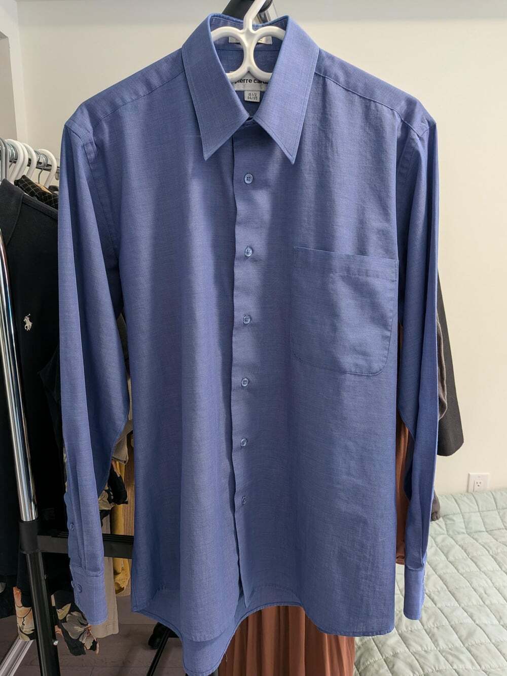 Vintage Pierre Cardin Blue Dress Shirt – 90s Cotton Blend, US Medium